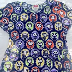 Halloween Scrub Top Size L